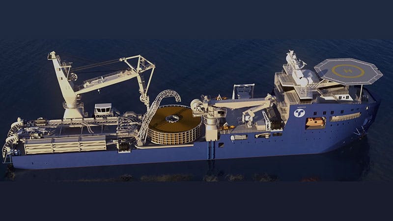 Render of a Remacut Vard Toyo construction hybrid vessel from above